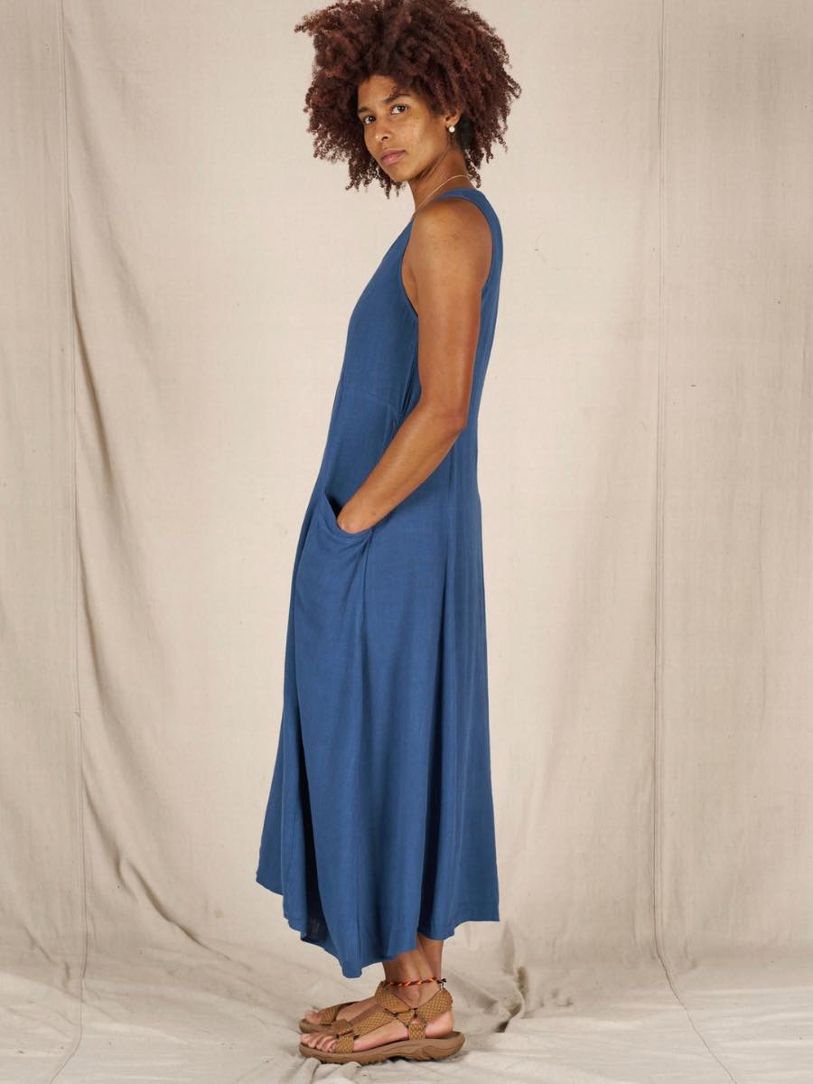 Vintage Blue Linen Cotton dress