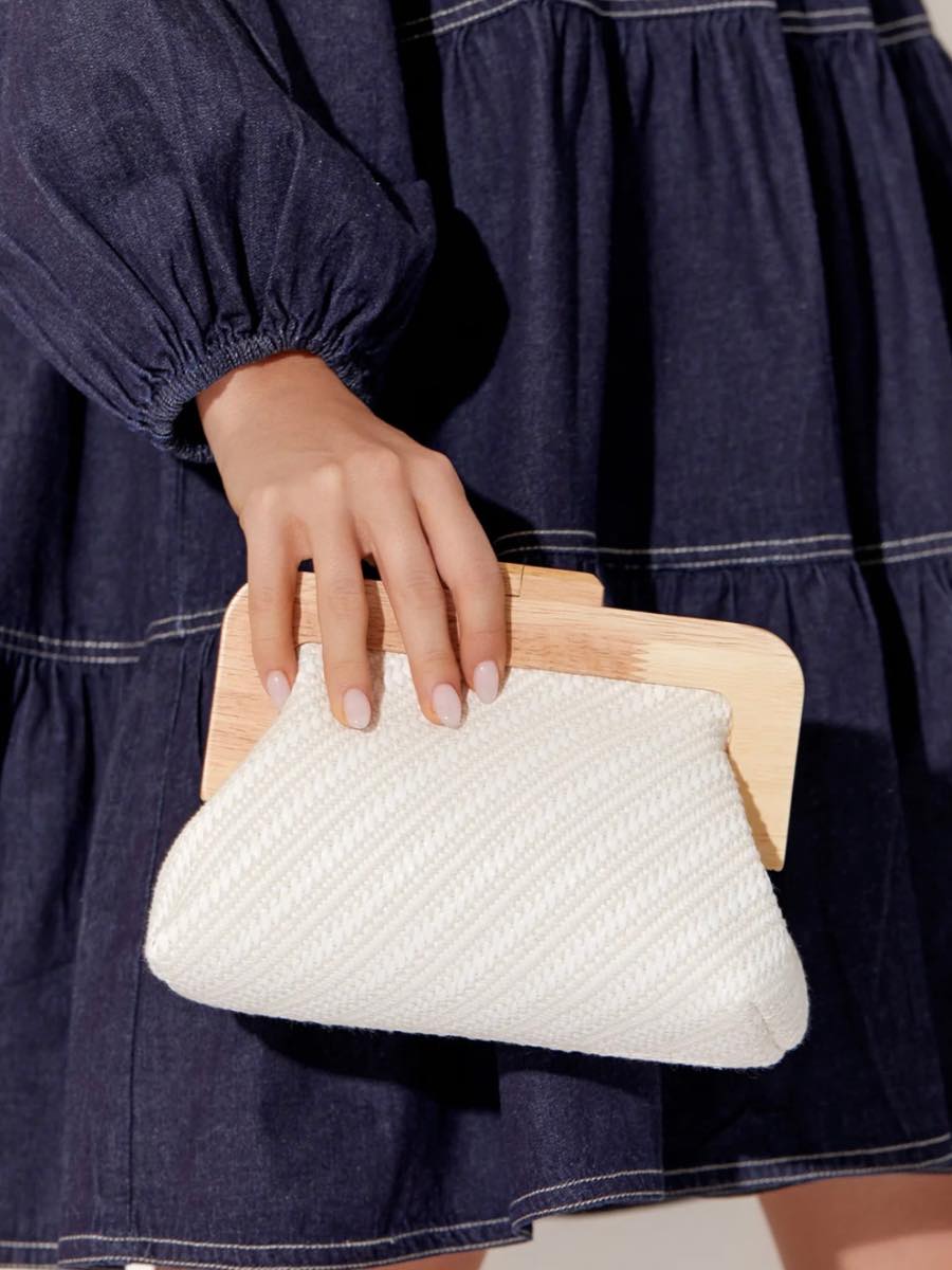 Luxe White Weave Clutch